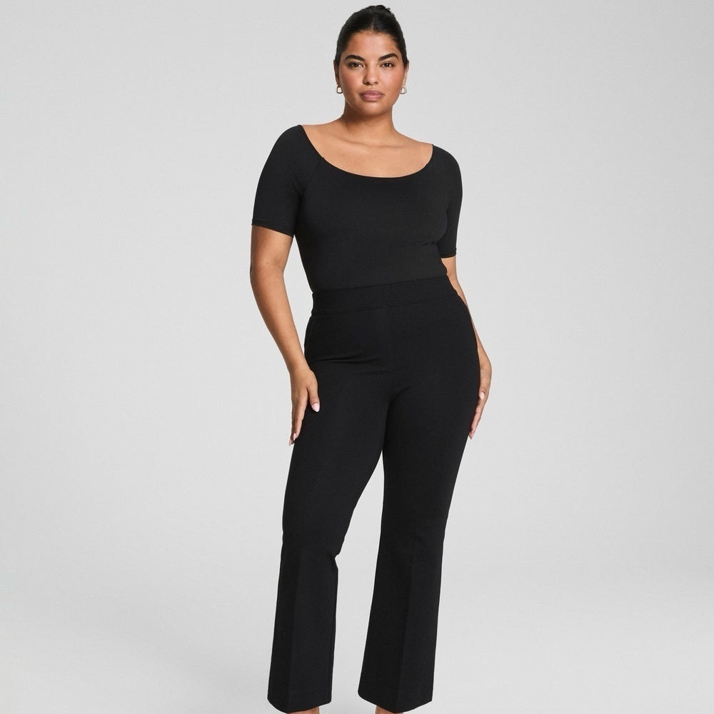 SPANX Kick Flare Ponte Pants with Compression in Black Style 20386T Size L